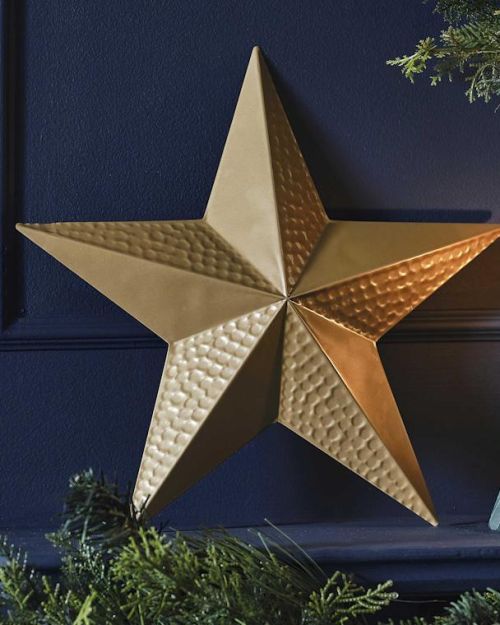 Gold Hammered Metal Star Christmas Decoration