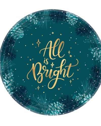 Very Merry Teal Lunch Plates 8pk