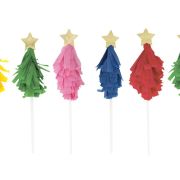 Vibrant Christmas Tree Cake Toppers 6pk
