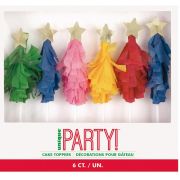 Vibrant Christmas Tree Cake Toppers 6pk