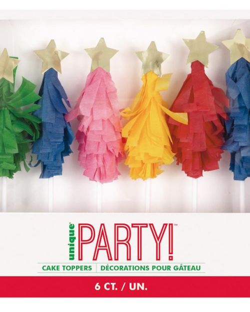 Vibrant Christmas Tree Cake Toppers 6pk