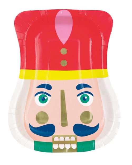 Vibrant Christmas Nutcracker Shaped Plates 8pk