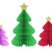 Vibrant Christmas Tree Honeycomb Decorations 3pk