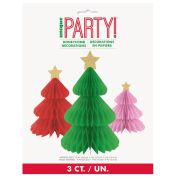 Vibrant Christmas Tree Honeycomb Decorations 3pk