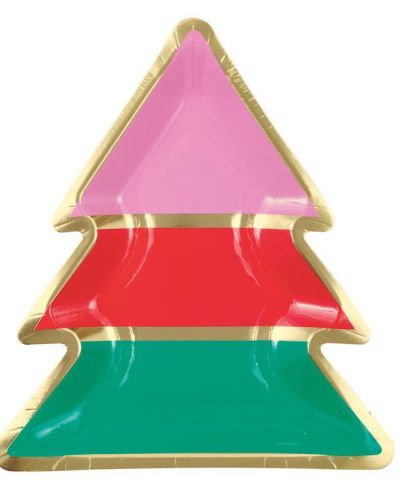 Vibrant Christmas Tree Shaped Plates 8pk
