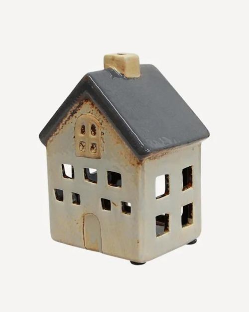 Alsace Tea Light House Grey White