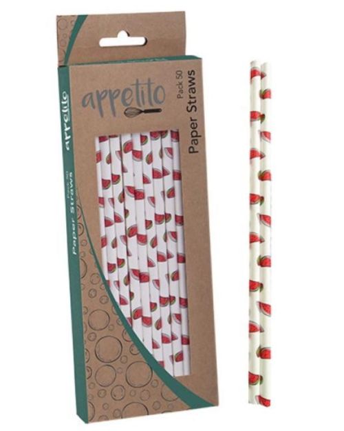 Watermelon Paper Straws 50pk