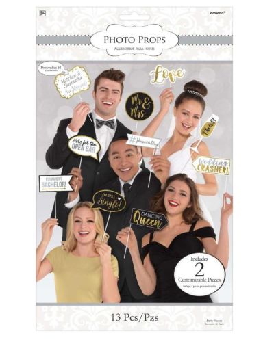 Gold Glitter Wedding Photo Booth Props