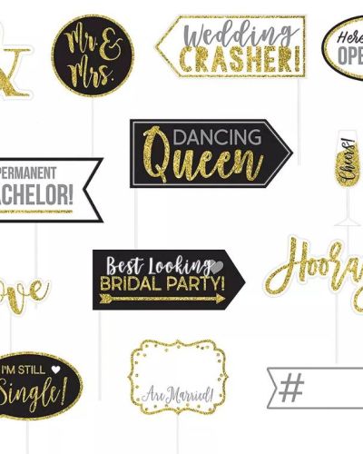 Gold Glitter Wedding Photo Booth Props