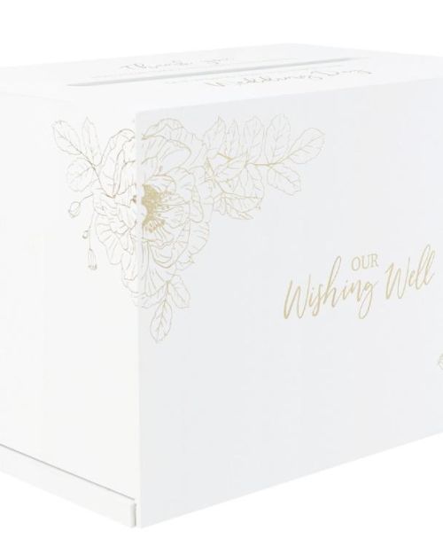 Gold Botanical Wedding Wishing Well Box