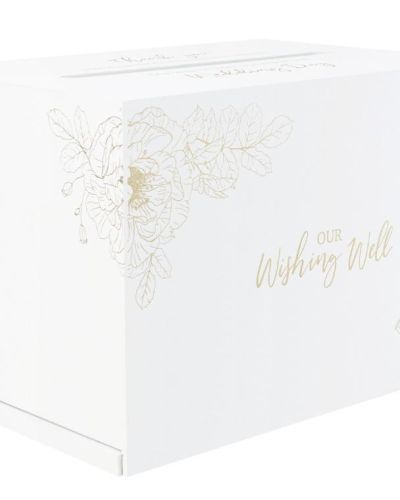 Gold Botanical Wedding Wishing Well Box