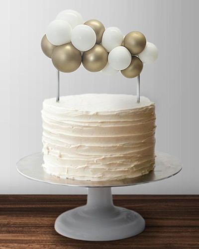 Balloon Garland Cake Topper – White & Gold