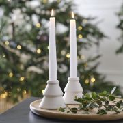White Ceramic Christmas Tree Candle Holders 2pk
