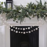 White Christmas Felt Beads & Stars Garland