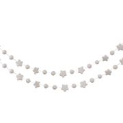 White Christmas Felt Beads & Stars Garland