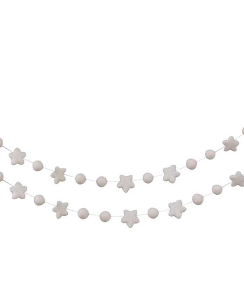White Christmas Felt Beads & Stars Garland