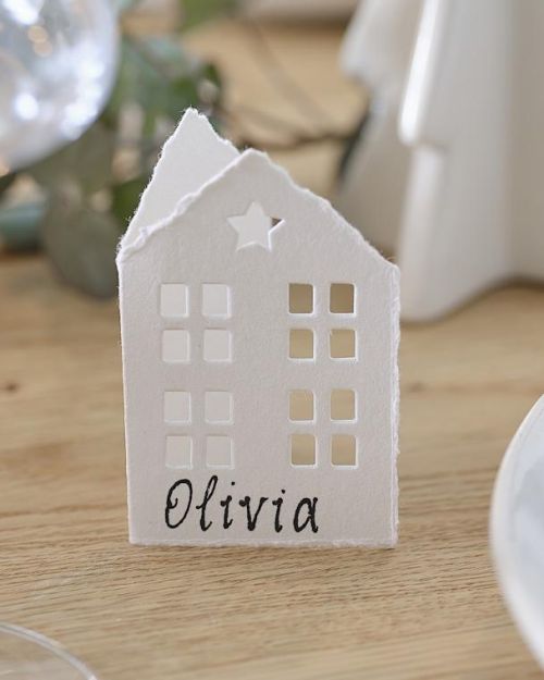 White Christmas House Place Cards 6pk