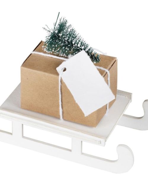 White Christmas Sleigh Place Cards 4pk