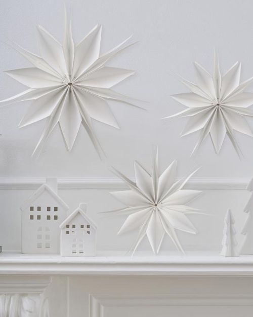 White Christmas Star Decorations 3pk