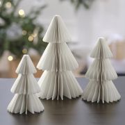 White Christmas Tree Honeycomb Decorations 3pk