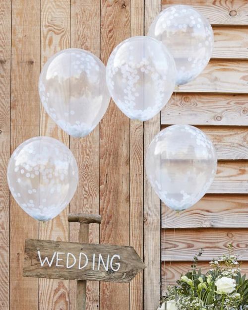 White Confetti Balloons 5pk
