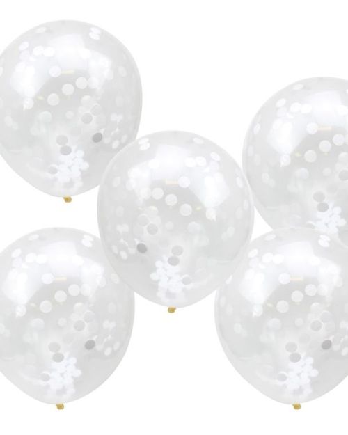 White Confetti Balloons 5pk