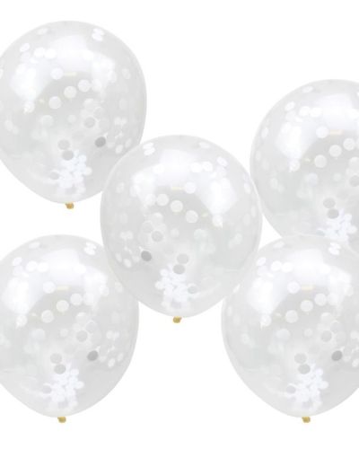 White Confetti Balloons 5pk