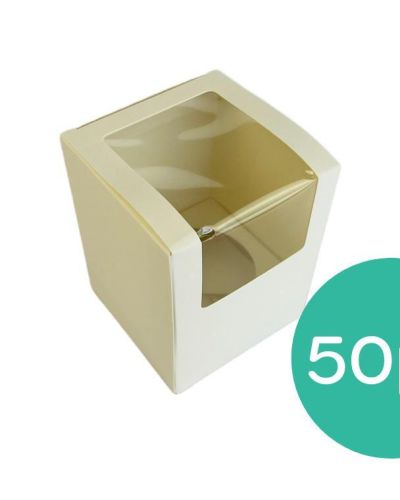 White Cupcake Box 4in 1-Hole 50pk