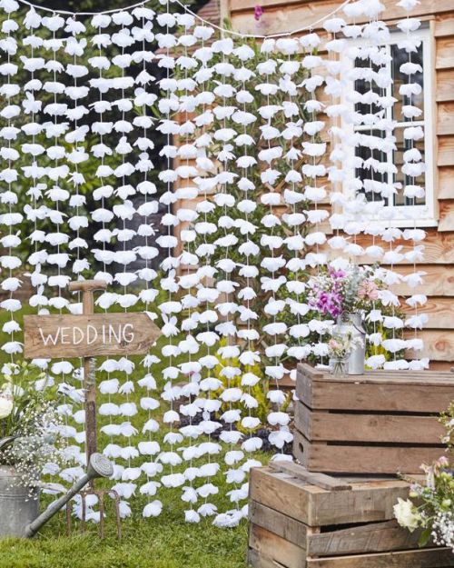 White Flower Curtain Backdrop