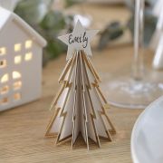White & Gold Christmas Tree Place Cards 6pk