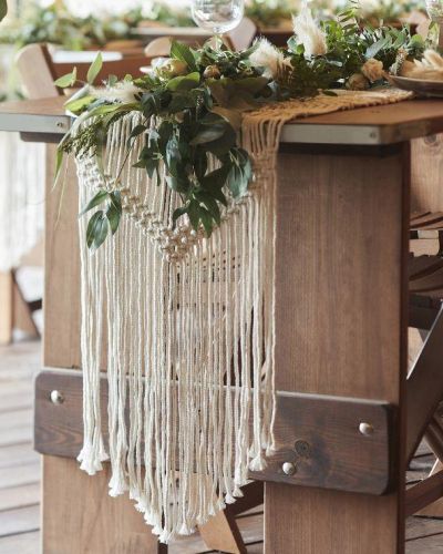 White Macrame Table Runner