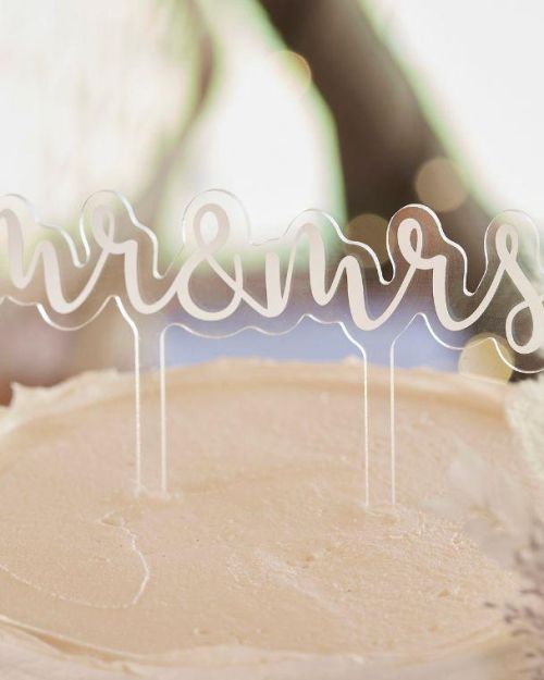 White Script Mr & Mrs Cake Topper