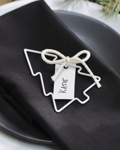 White Wire Christmas Tree Place Card Holders 4pk