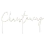 White Wooden Christening Cake Topper