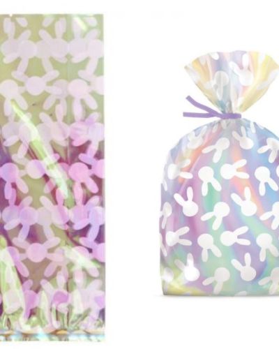 Wilton Iridescent Bunny Pattern Treat Bags 10pk