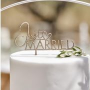 Wooden Just Married Cake Topper