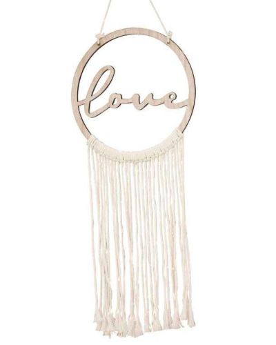 Wooden Love Macrame Wall Hanging Hoop