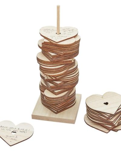 Botanical Wedding Wooden Stacking Heart Guest Book Alternative