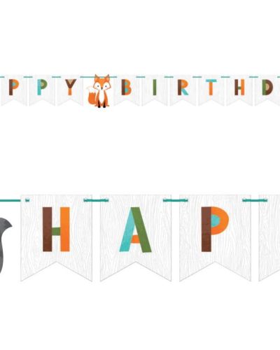 Woodland Animals Happy Birthday Banner