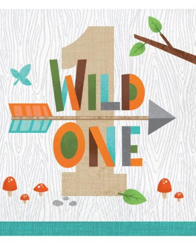 Woodland Animals Wild One Lunch Napkins 16pk